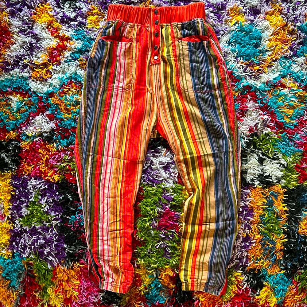 Free People Movement Rainbow Striped Pants